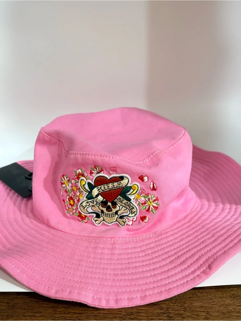 NWT Y2K Ed Hardy pink wide-brim bucket hat